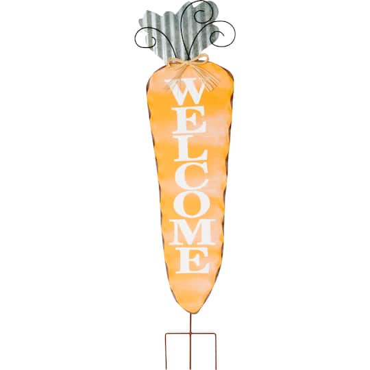 40" Metal Easter Carrot Welcome Yard Stake Sign